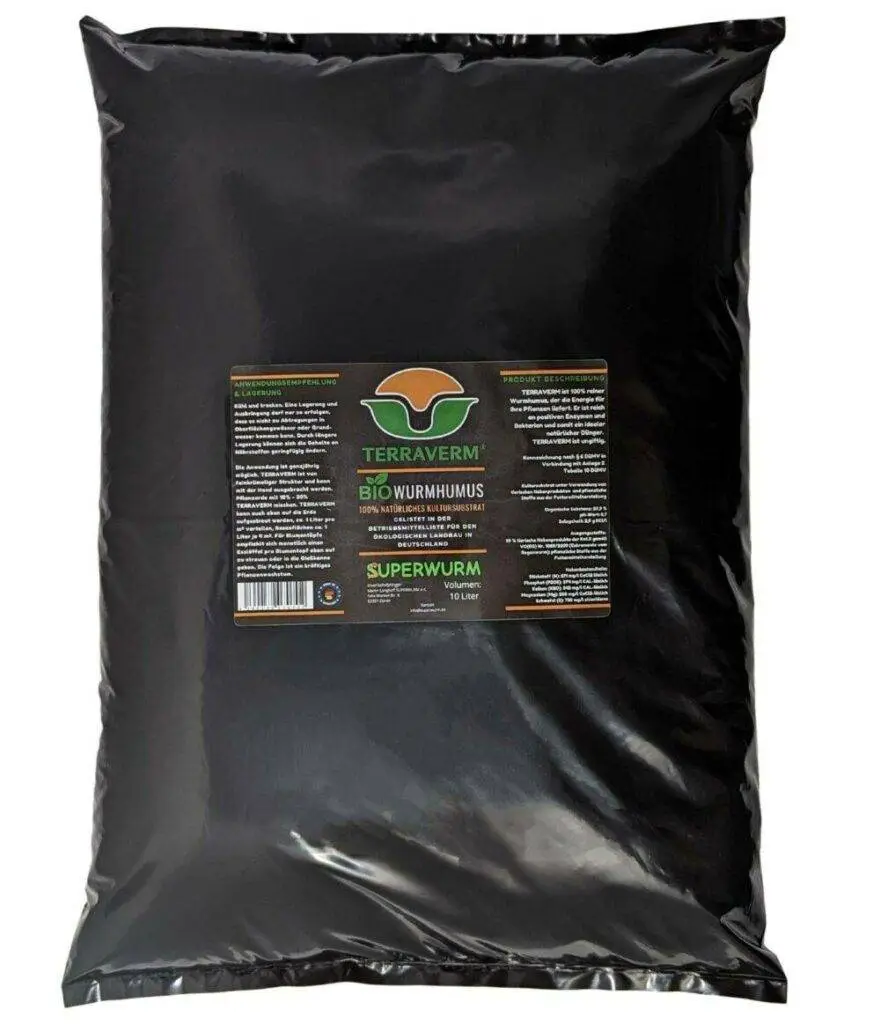 BIO Wurmhumus - 100% natürlich, biologisch, organisch, chemiefrei - 10 Liter