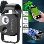 Mikroskop-Vorsatzlinse für Smartphones, 200-fache Vergrößerung, 6 LEDs