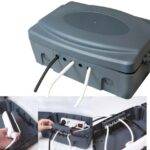 Wetterfeste Garten-Kabelbox, IP54 verschließbar, 32x21x15cm, grau