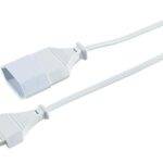 Strom-Verlängerungskabel, Euro-Stecker auf Kupplung, 5 Meter, weiß