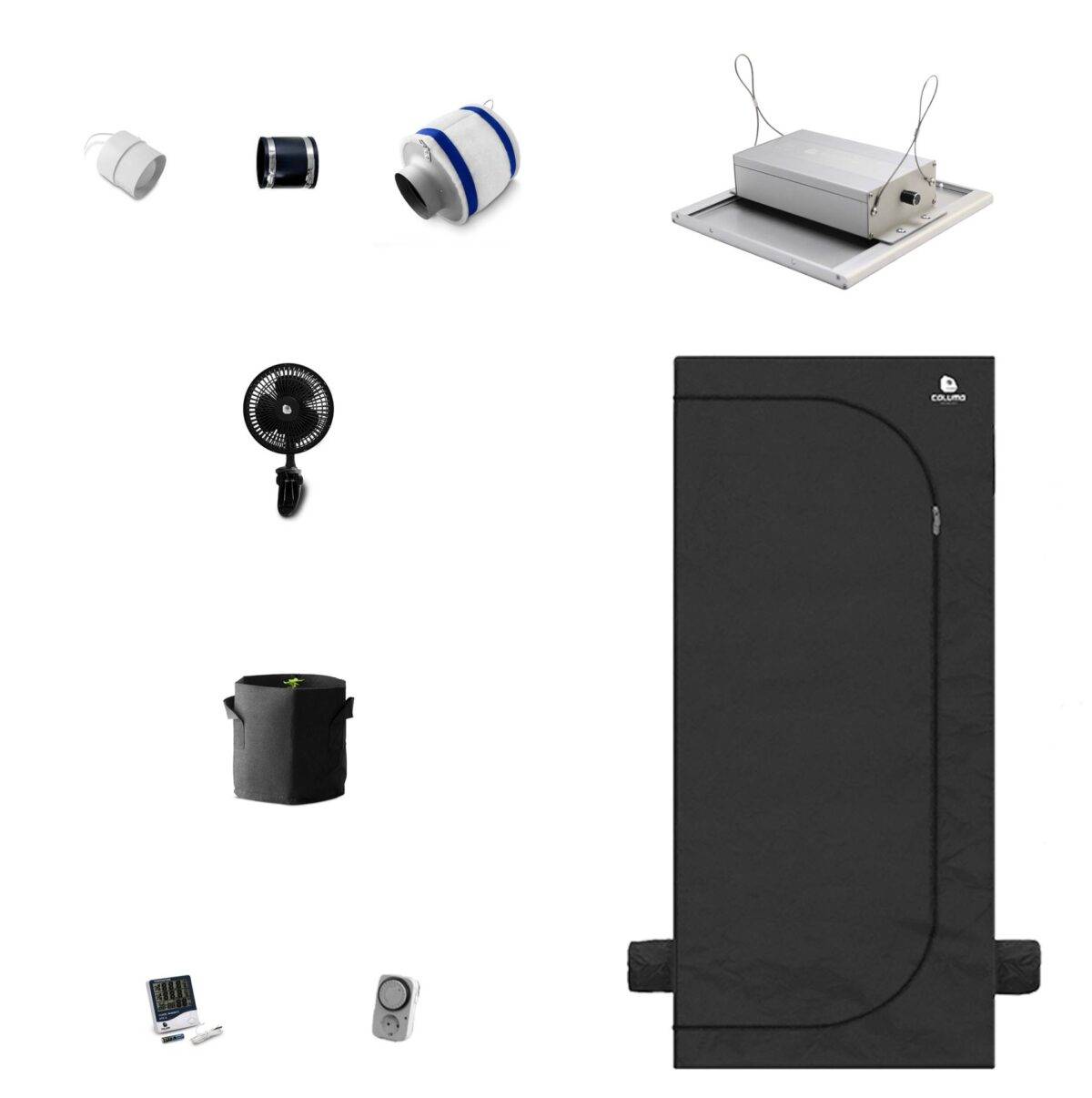 Growzelt Komplettset LED 150 W - 60x60x160cm - Caluma Grow Set – Bild 1