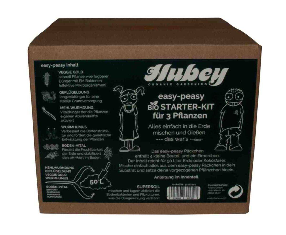 Hubey Easy‑Peasy Starter Kit – Organische Düngermischung für 3 Pflanzen (50 L Erde) – Bild 2